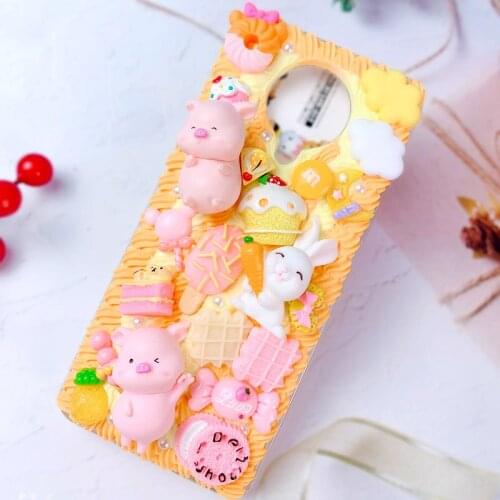 Handmade Case for iPhone 12 pro max 3D PIG Phone Cover ip 11 DIY Cream Shell 7/8 plus Candy Food X/XS MAX XR Warm Yellow SE 2020