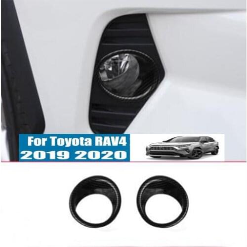 DNHFC Front fog lamp decoration carbon fiber style bright ring protective frame sticker For Toyota RAV4 RAV 4 XA50 2019 2020
