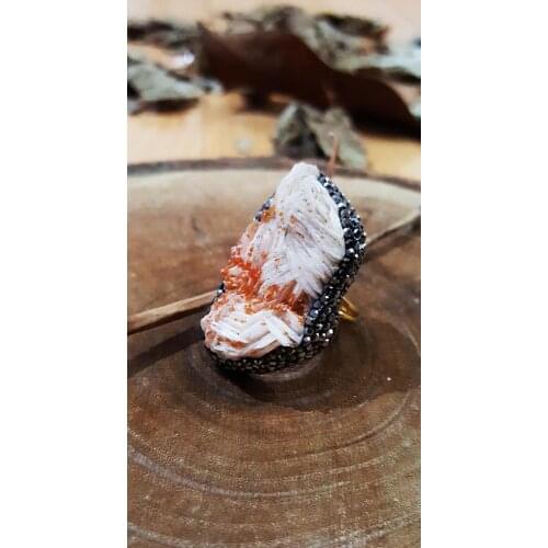 Dr Stone natural Stone Vanadinite Stone 22 carat gold plated women Bangle WHSR19