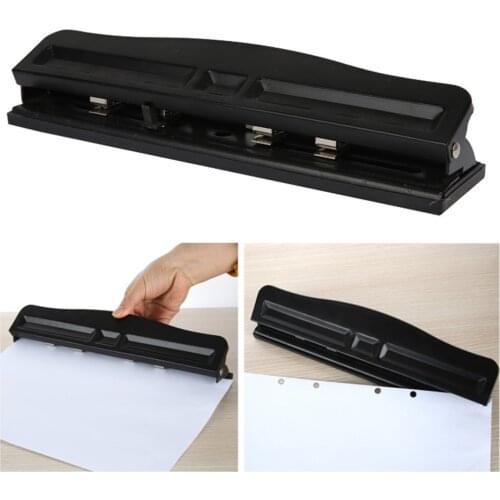 Desktop Hole Punch 4-Hole 12-Sheet Capacity Adjustable Metal Manual Paper Hole Puncher with Safety Lock for Office School Home
