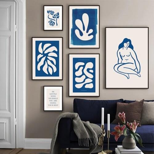Heri Matisse Abstract Blue Fresh Leaf Naked woman Wall Art Canvas Painting Nordic Poster Prints Picture Living Room Home Decor