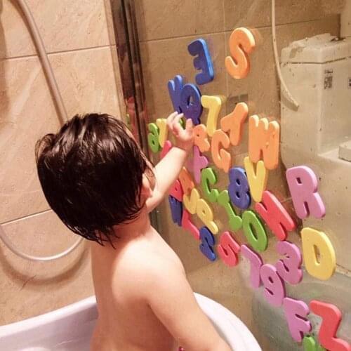 Bath Toys For Kids EVA Letter Paste 26 English Letters +10 Numbers Water Games Floating Toy Stickers For Bathroom Bathtub