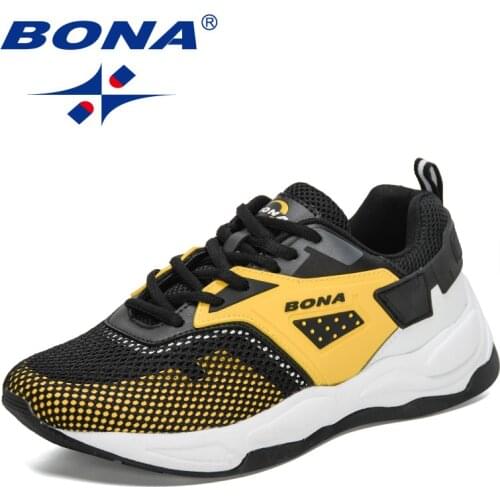 BONA 2021 New Designers Sport Shoes Fashion Men Running Shoes Air Mesh Sneakers Man Non Slip Footwear Breathable Jogging Shoes