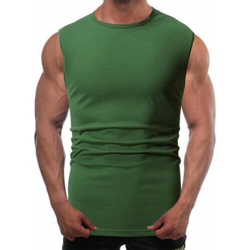 Sleeveless Summer Quick-Drying Fitness Vest Tops Breathable Soft Cotton Round Neck Sports Trend Short-Sleeved Workout for Men