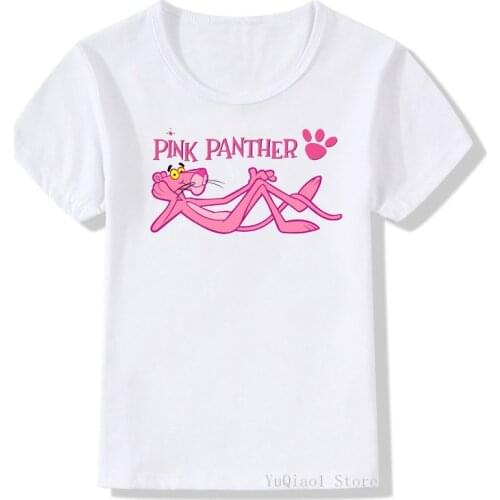 Summer 2020 Funny cartoon pink panther t shirts baby boys girls clothes white graphic tees cute child t-shirt kids clothing