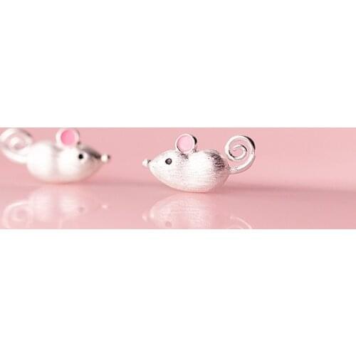 MloveAcc Minimalist Genuine Fashion 925 Sterling Silver Sweet Mouse Stud Earring for Women Girl Friends Teens Jewelry Gift