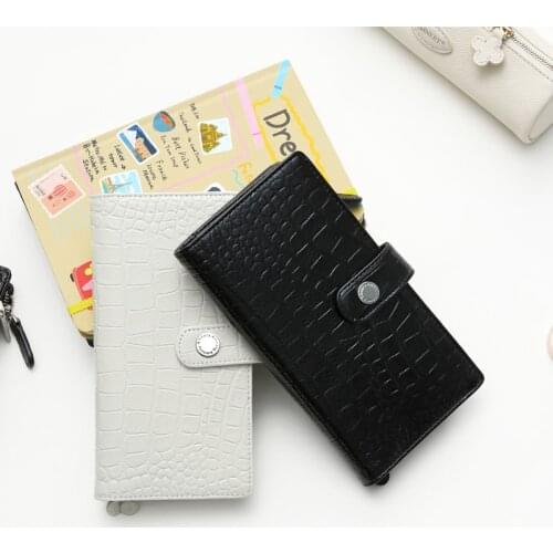 Amnery Croc Grain Leather Cover Refillable Notebook with Multi- Card Slots, Pen Holder, for Hobonichi Weeks Filler Paper