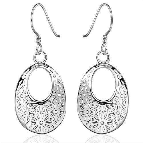 Fashion sterling silver earrings 925 pure silver ear hook silver ornaments water drop shape simple earrings hollow jewelry