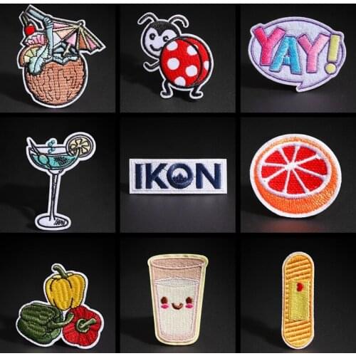 Cartoon Fruit Juice Watermelon Patches for Clothes Iron On Rabbit Animal Band Aid Badges Sewing French Fries Fast Food Appliques