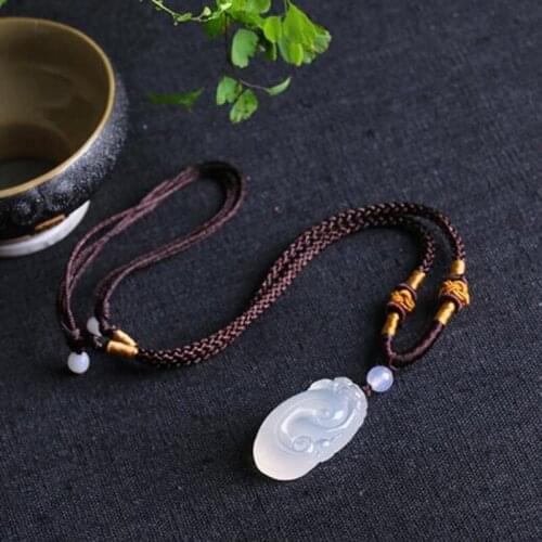 Natural White Agate Pendant Jewelry Fine Jewelry Ice Chalcedony Pendant for Men and Women Transshipment Necklace Pendant Jewelry
