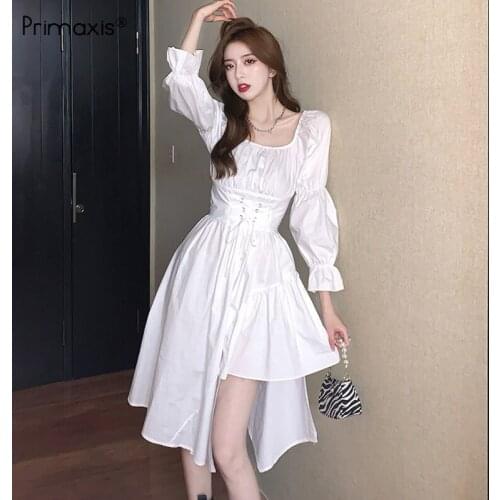 Primaxis autumn womens dress 2021 Party white elegant fairy grunge bodycon Asymmetric design casual womens dresses