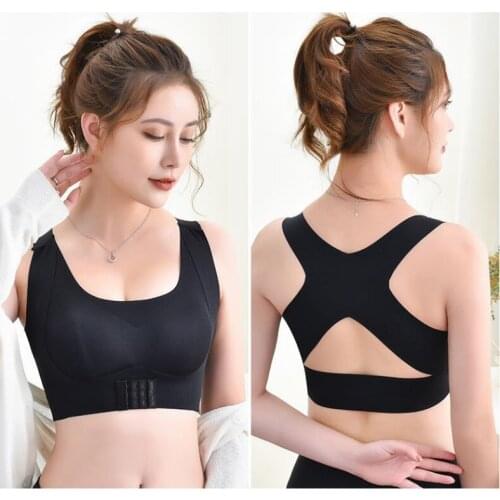 Perfering Women Bra Posture Corrector Bralette Front Closure Fitness Vest Push Up Bras Brassiere Underwear Cross Back Tank Tops