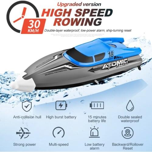 RC Boat 2.4GHz 4 Channel 370 motor RC Racing Boat with 30KM/H High Speed IPV7 waterproof Remote Control Boat for Kids Adults