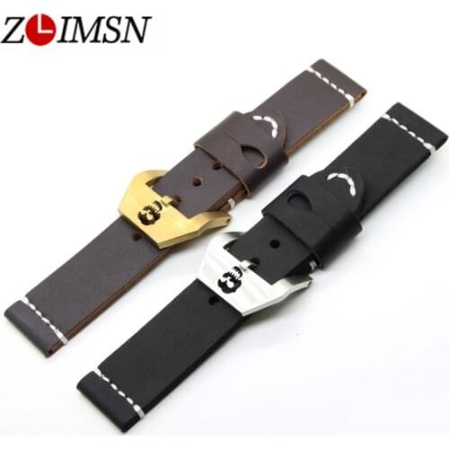 ZLIMSN Skull Buckle Watchbands Genuine Leather Watch Strap Thick Wristwatch Band Relojes Hombre Watches Accessories 2017 TG55