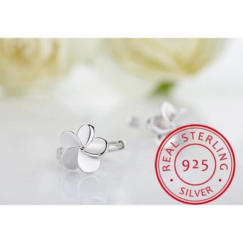 Flower 925 Sterling Silver Small Round Loop Huggies Hoop Earrings For Kids Baby Girls Children Jewellery Aros AY235