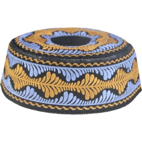 Islamic Muslim Kid Hat Boy Pray Embroidery Round Cap Saudi Arabian Prayer Beanie A0NF