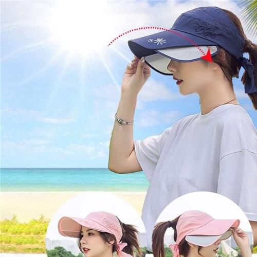 Sun Hats For Women UV Protection Visor Baseball Cap Summer Topless Beach Hat Cycling Fishing Sun Shade Caps With Elastic Back