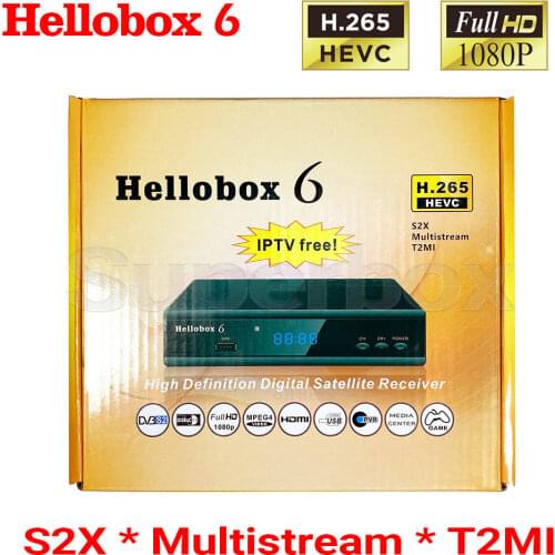 Hellobox 6 Satellite Receiver Support H.265 HEVC T2MI USB WiFi Auto Powervu Biss Cline Newcamd iptv comptatible V5 Plus