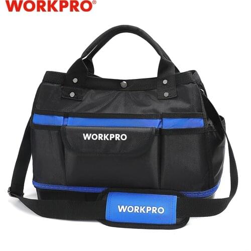 WORKPRO 15" Tool Storage Bag Wide Mouth tool kit bag 1680D Waterproof large capacity tool organizer
