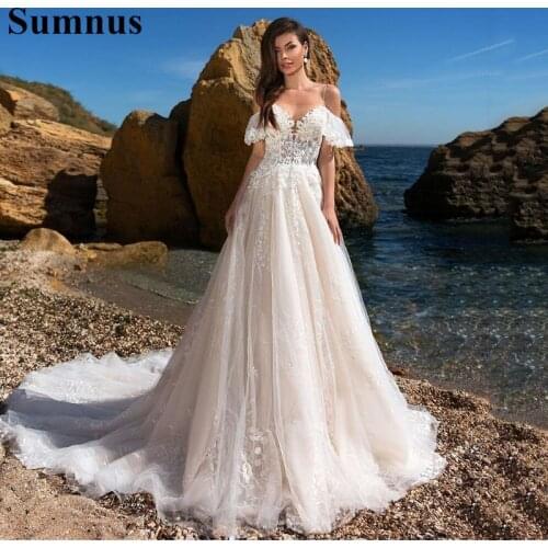 Sumnus Vintage Wedding Dresses Lace Appliques Off The Shoulder Princess Bridal Dress Plus Size Wedding Women Gowns Sweep Train