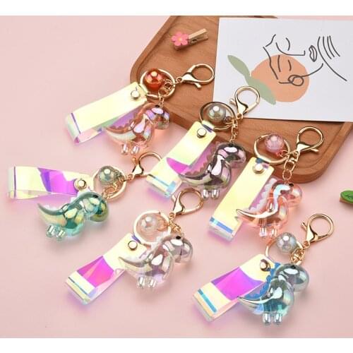 Creative Cartoon Cute Dinosaur Keychain Acrylic Animal Pendant Couple Car Key Chain Bag Pendant Keyring Gifts