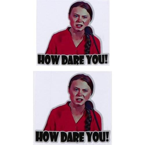Hot Selling 2 Pieces 8 * 8cm Greta Thunberg Vinyl Stickers Window Truck General Art Decoration