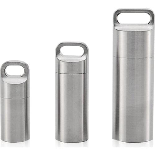 Waterproof Capsule Seal Bottle Mini Stainless Steel EDC Survival Pill Box Container Capsule Pill Bottle Tank Case for Outdoors T