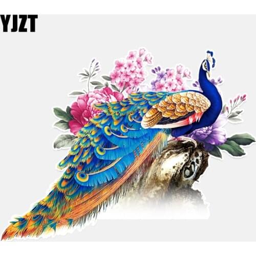 YJZT 16.7*12.7CM Mysterious Peacock Colored Decor Car Sticker Graphic Personalized Bumper Car Window 11A0003