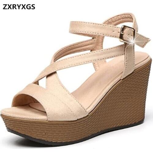 Hot 2021 Newest Fish Mouth Summer Women Shoes Wedge Sandals Fashion High Heel Sandals Thick Bottom Platform Shoes Woman Sandals