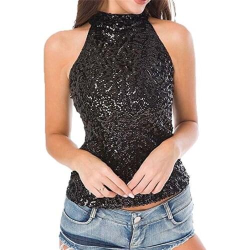Sexy 2020 Tank Top Womens Shimmer Flashy All Sequins Embellished Sparkle Camisoles For Women Vest Tank Tops Chalecos Clothes
