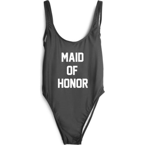 Women sexy MAID OF HONOR swimwear one pieces bodysuits high cut beachwear Jumpsuits Rompers low back bathing suit high quality