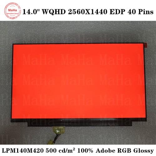 14.0" For Thinkpad X1 Carbon 2017/18/19 T490 LCD Screen Dolby display 40 pins LPM140M420 FRU 00NY680 500 cd/m² 100% Adobe RGB