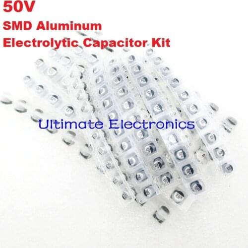 165Pcs/Lot 11values 0.1uF-220uF 50V SMD Aluminum Electrolytic Capacitor Assorted Kit Set Samples Kit