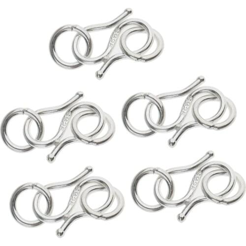 5 Pcs 925Sterling Silver S Hook Clasp Connector for DIY Bracelet Necklace