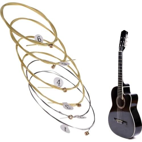 6pcs Universal Acoustic Guitar String Brass Hexagonal Steel Core Strings For Musical Instruments Guitars Strings Guitar Part #WO