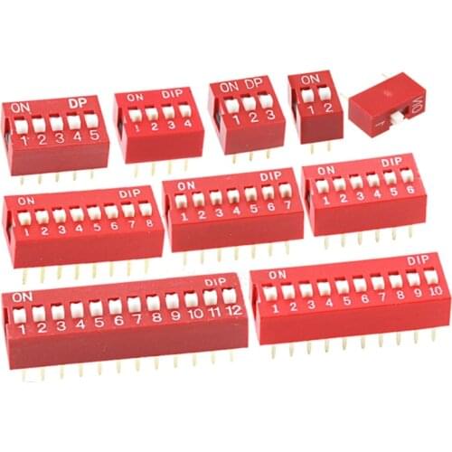 Free shipping 20PCS 2P 2 Position DIP Switch 2.54mm Pitch 2 Row 4 Pin DIP Switch