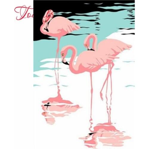 Bricolage diamant peintures pleine ronde perceuse rose flamant rose mosaïque animaux point de croix Kit broderie Stickers muraux