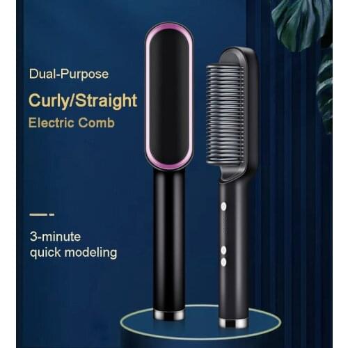 Electric Hair Combs Beard Smooth PTC Ceramic Hot Straightener Curler Curling Stick Lazy Dual Use Heating Styling Tool 110v-220v