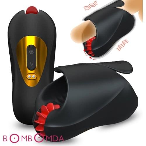 Penis Glans Massage Vibrator Sex Toys For Men Dick Licking Cock Enlargers Exercise Device Erotic Masturbator Time Delay Trainer