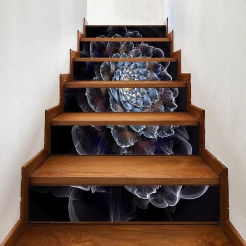 Print Art Picture Retro Flowers Cool Stair Sticker DIY Home Decor Decals Self Adhesive Waterproof Mural For Bedroom Renovation