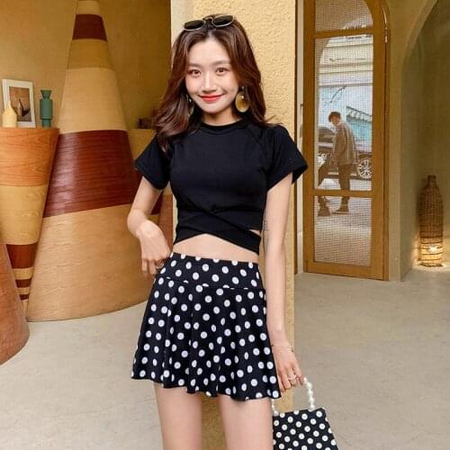 Bikinis Set Women Summer Swimwear Preppy Korean Ulzzang Ruffles Womens Sexy Kawaii Flat Angle Female Sunscreen Bathing Swimsuit