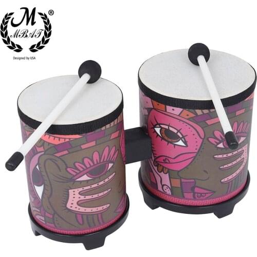 M MBAT Waterproof Bongo Drum Indian Applique Drum African Drum Traditional Drum Pigskin Drum Skin Percussion Instrument
