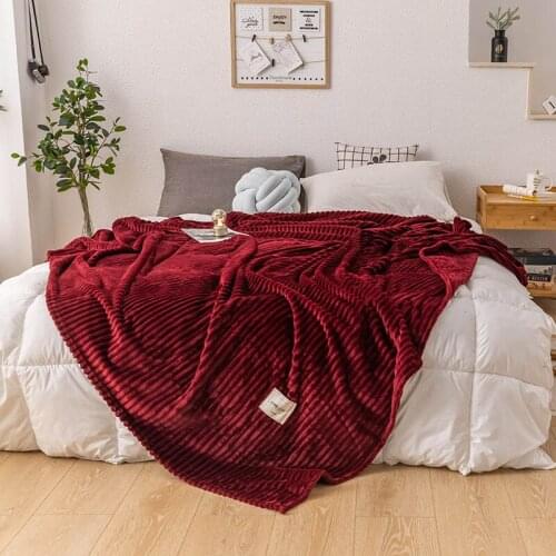 Super Soft Solid Quilted Flannel Blankets For Beds Striped Mink Throw Sofa Cover Bedspread Winter Warm Blankets Throw blanket