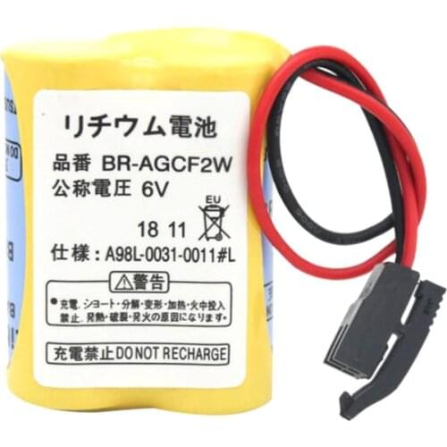 Original 6V BR-AGCF2W PLC Lithium-ion Industrial Battery Pack with Black Hook Plug for Panasonic Fanuc CNC Servo Motor Battery