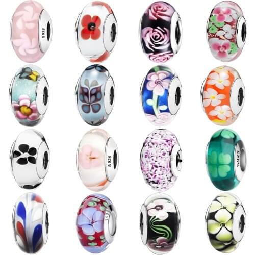 Design Authentic 925 Silver Murano Glass Beads European Charm Fit Original Charms Bracelets for Women Necklace Womens Jewelry