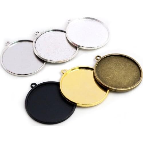 10pcs/Lot 30mm Inner Size 6 Colors Plated Classic Style Cabochon Base Setting Charms Pendant