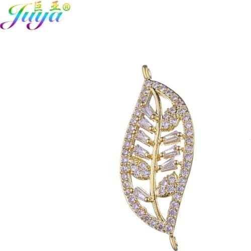 Juya Hand made Floating Charms Leaf Connector Accessories For Women Girl Needlework Bracelets Necklace Earrings Jewelry Making