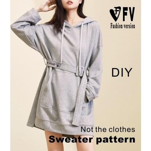Clothing pattern womens fashion hooded sweater dress cutting design drawings 1:1 pattern physical BWY-25