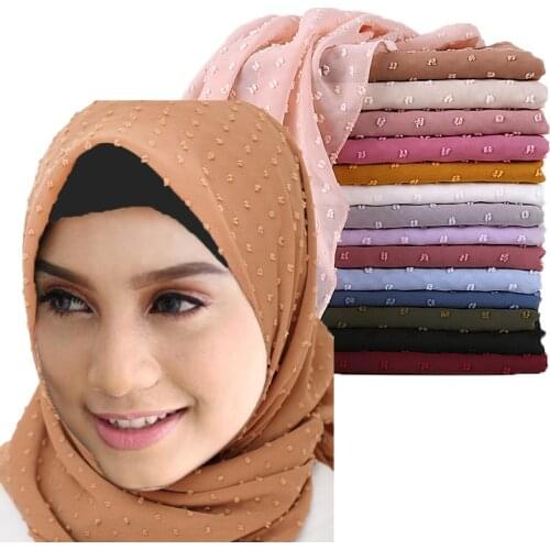 10PC/LOT Pom Pom Bubble Chiffon Hijab Scarf Women Long Shawl Wrap Muslim Headband Maxi Islamic Sjaal 180*70cm