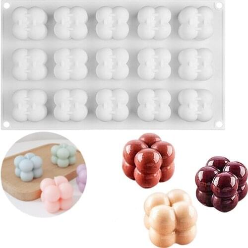 15 Cavity Candle Silicone Mould Rubiks Cube Mousse Cake Fondant Chocolate Mould Mini Hand-made Soap Candles Mold Bakeware Tool